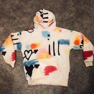 Men's Size M PacSun Hoodie Sweatshirt with Bold Graffiti Pattern
